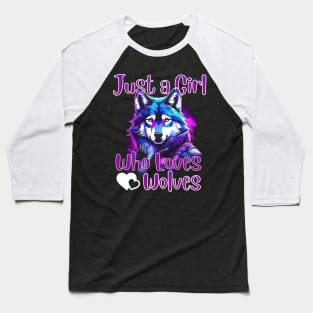 Just a Girl Who Loves wolves Design Cute wolf lover Baseball T-Shirt